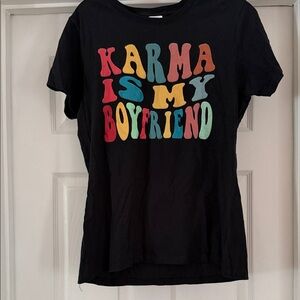 Port and Company Black Tee with Colorful Text